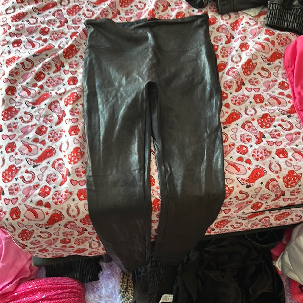 Black Faux SPANX Leather Leggings